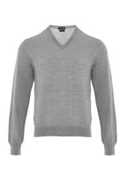 Maglia Grigia con Scollo a V in Cashmere e Seta Tom Ford