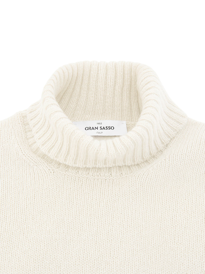 Maglione Dolcevita in Lana Bianco Gran Sasso