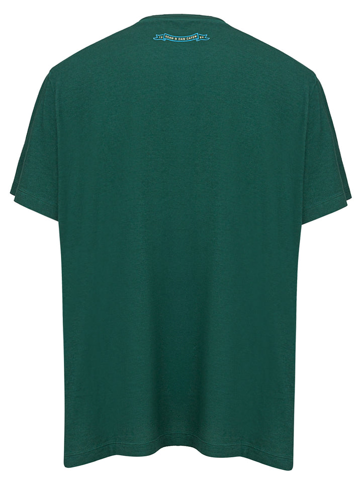 T-shirt Overfit in Cotone Verde con Stampa Dsquared2.