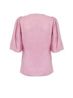 Top in Satin Rosa con Allacciatura ad Incrocio Ganni