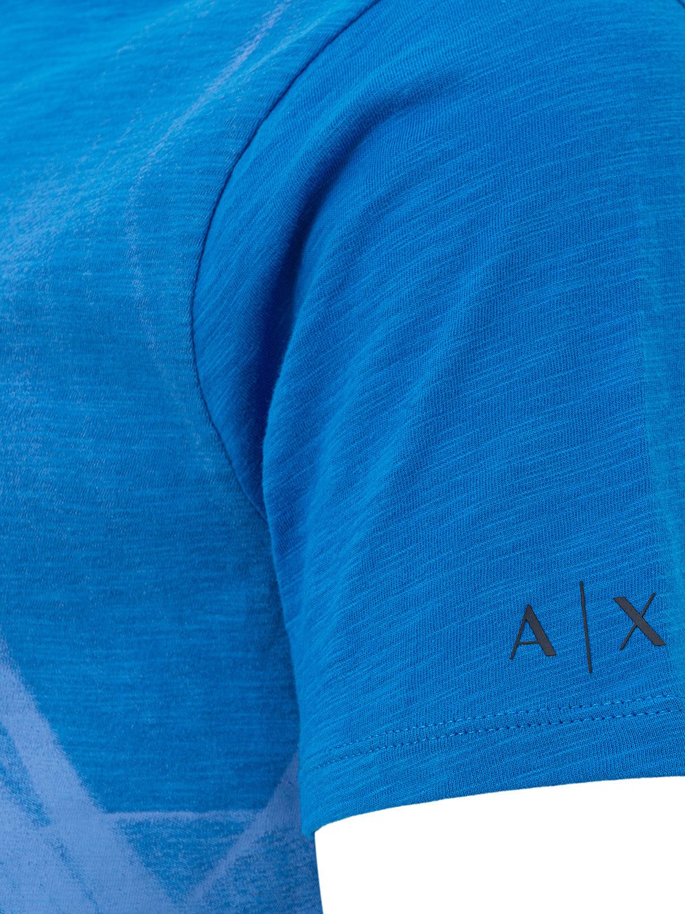 T-Shirt Blu con Stampa Fiore Armani Exchange