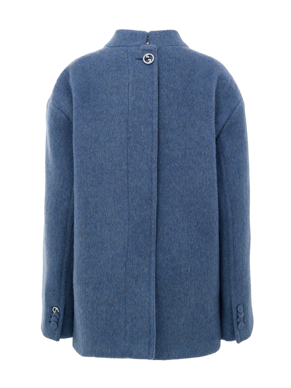 Giacca Caban Blu Chiaro in Lana Gucci