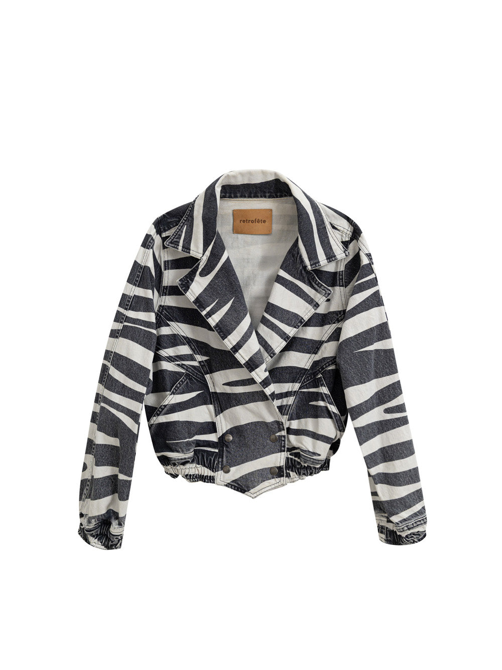 Giubbino Corto in Denim Bianco/Nero Retrofête