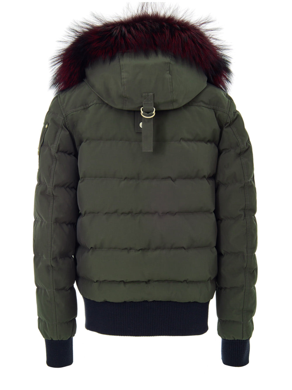 Piumino Bomber in Verde con Cappuccio e Pelliccia Moose Knuckles