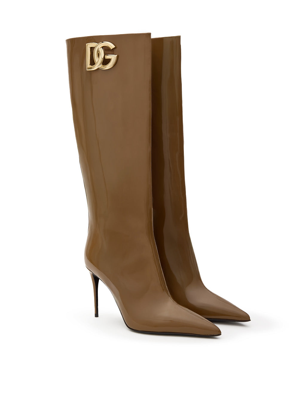 Stivale Alto in Vernice Marrone Dolce & Gabbana