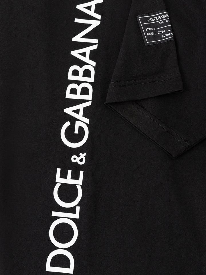 T-shirt in cotone con logo verticale Dolce & Gabbana