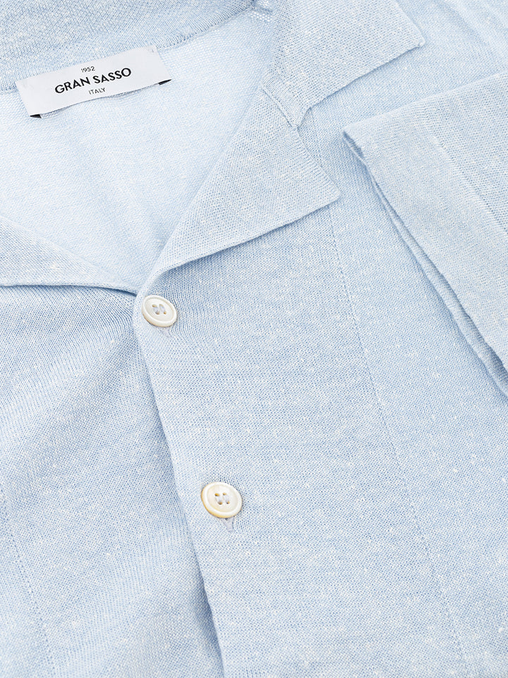 Gran Sasso Light Blue Linen Blend Half Sleeve Shirt