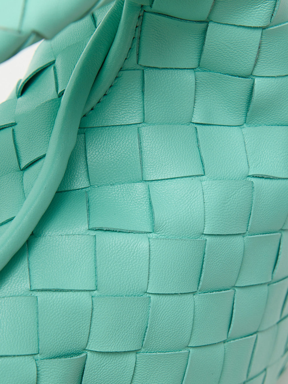 Mini-Schultertasche Hop mit Flechtdesign in Türkis Bottega Veneta