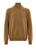 Maglione Lupetto con Mezza Zip in Lana Marrone Gran Sasso