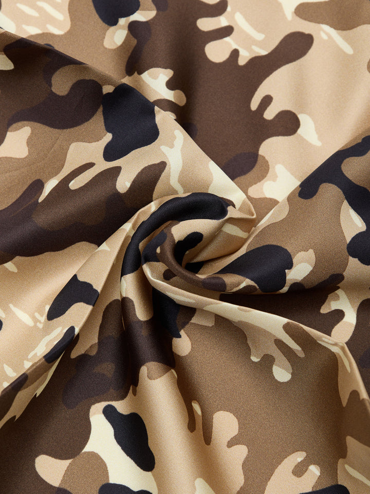 Fazzoletto da Taschino in Seta Beige con Stampa Camouflage Tom Ford