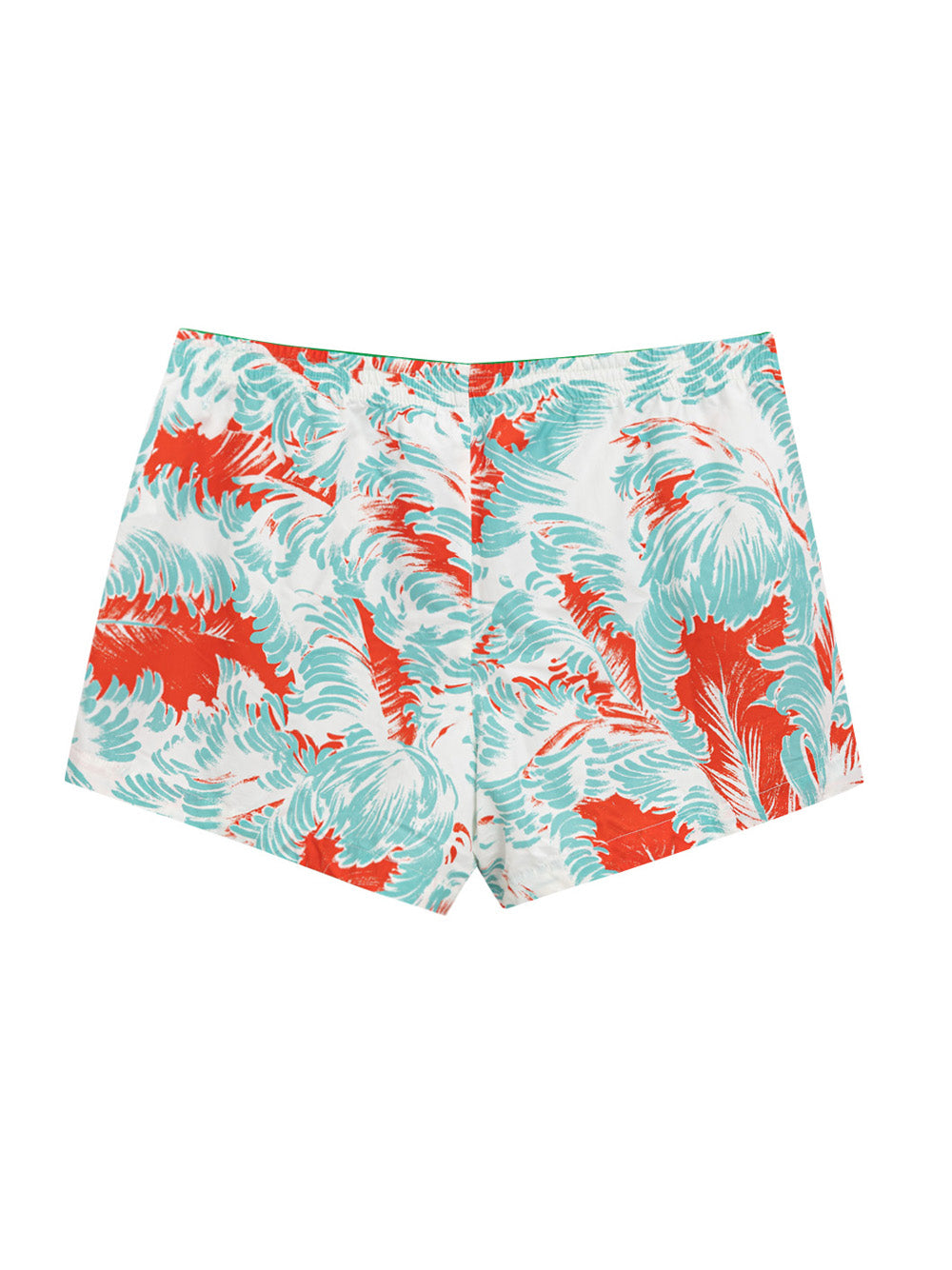 Boxer Mare con Stampa Piume in Rosso/Azzurro Bottega Veneta