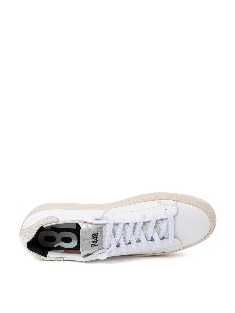 Baskets Thea Piton en cuir blanc P448.