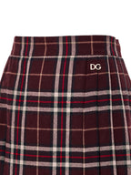Gonna Scozzese Bordeaux con Pieghe Dolce & Gabbana