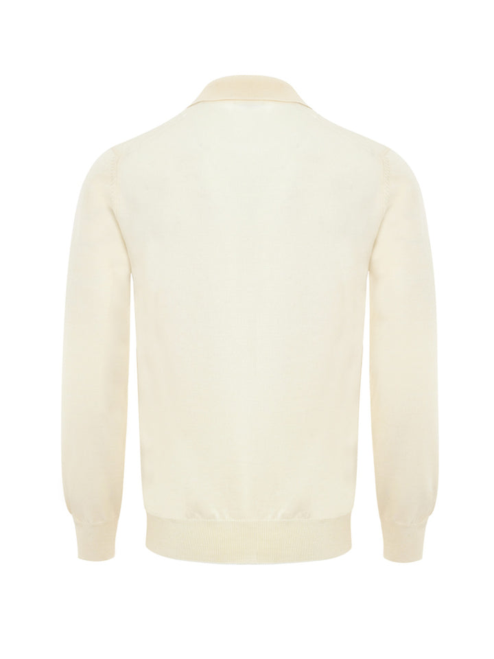 Maglione in Lana Bianca Sottile con Scollo Polo Gran Sasso