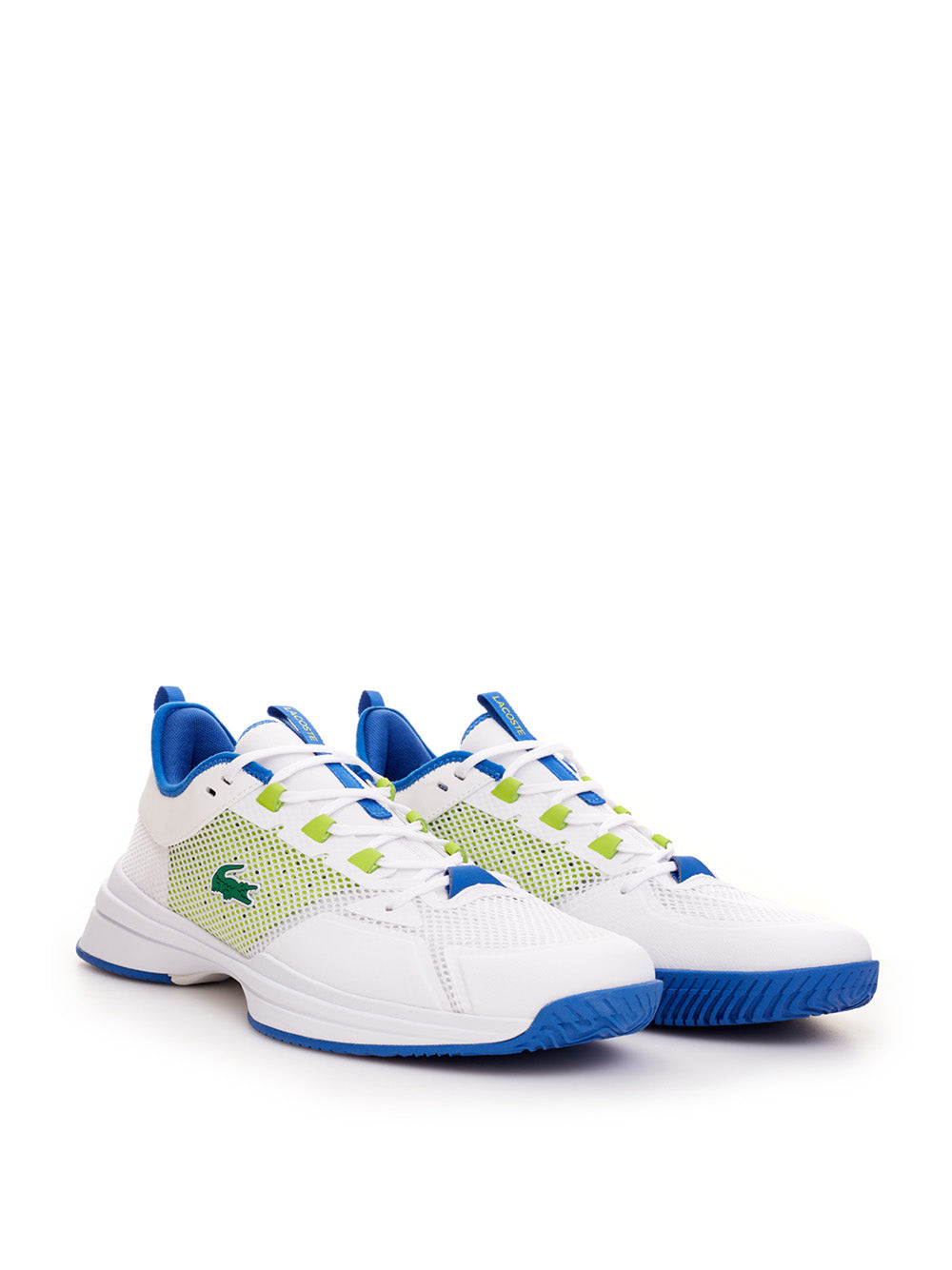 White Lacoste Mesh Fabric Sneakers