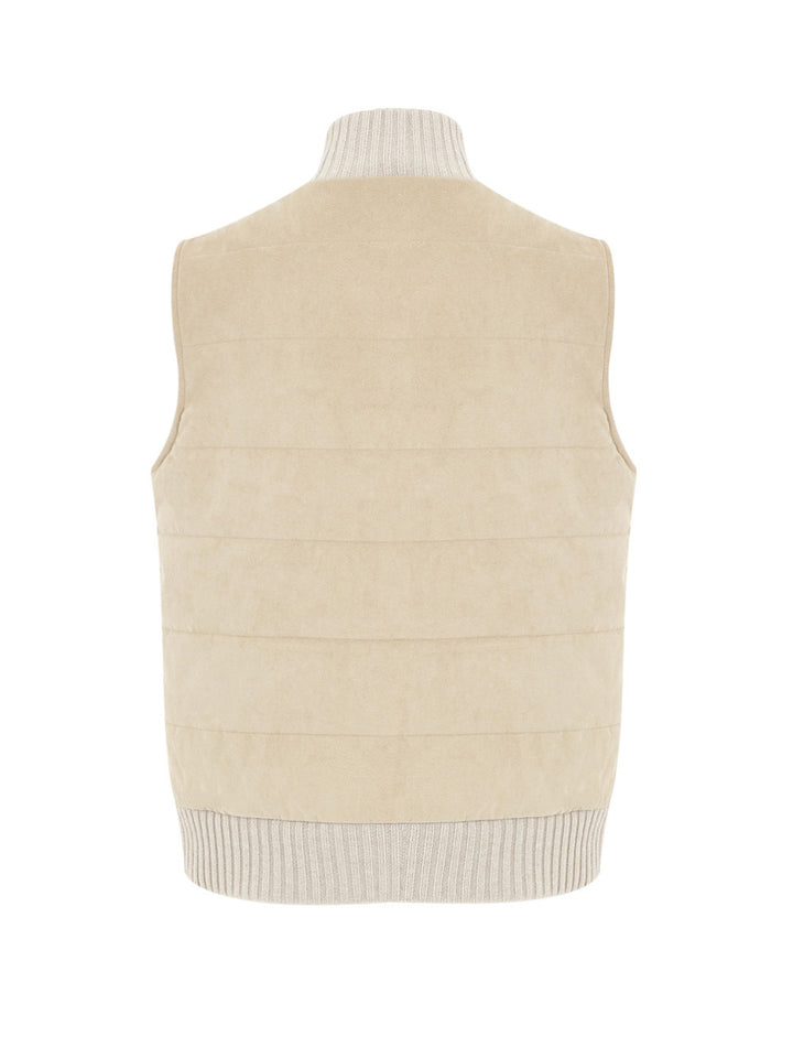 Giubbino Smanicato Imbottito in Alcantara Beige Gran Sasso