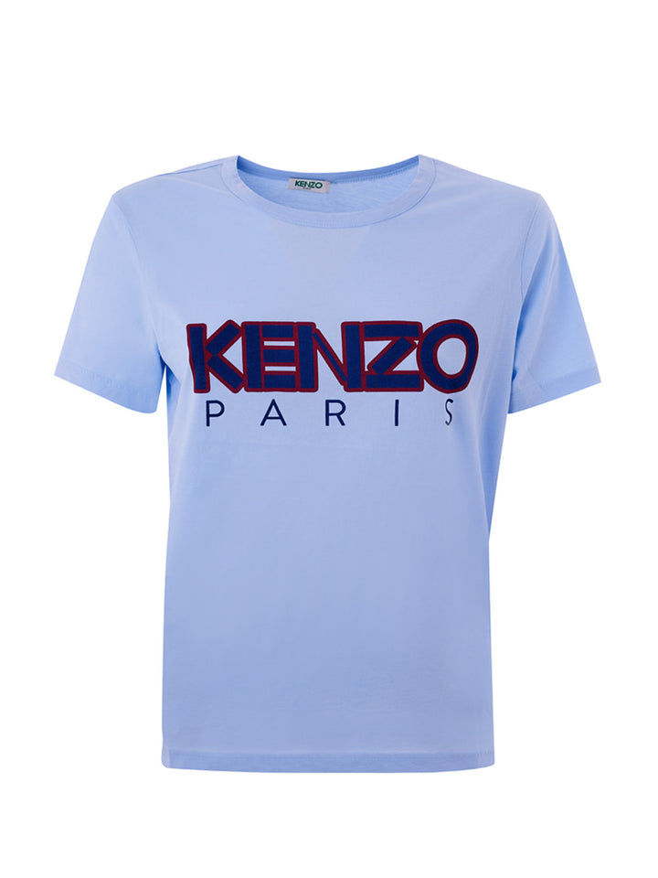 T-Shirt Azzurra con Logo Kenzo